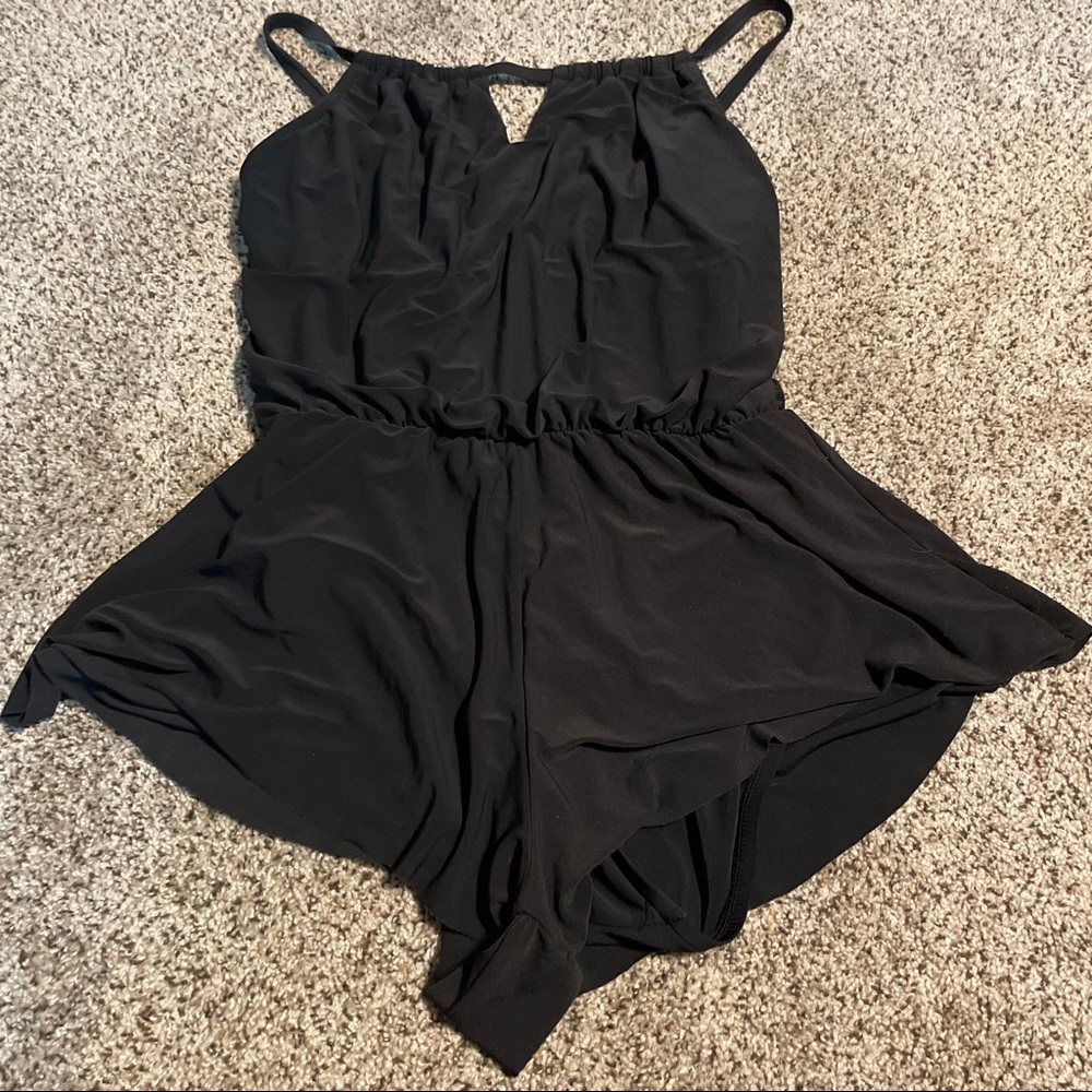 Black One-Piece Swimsuit Romper